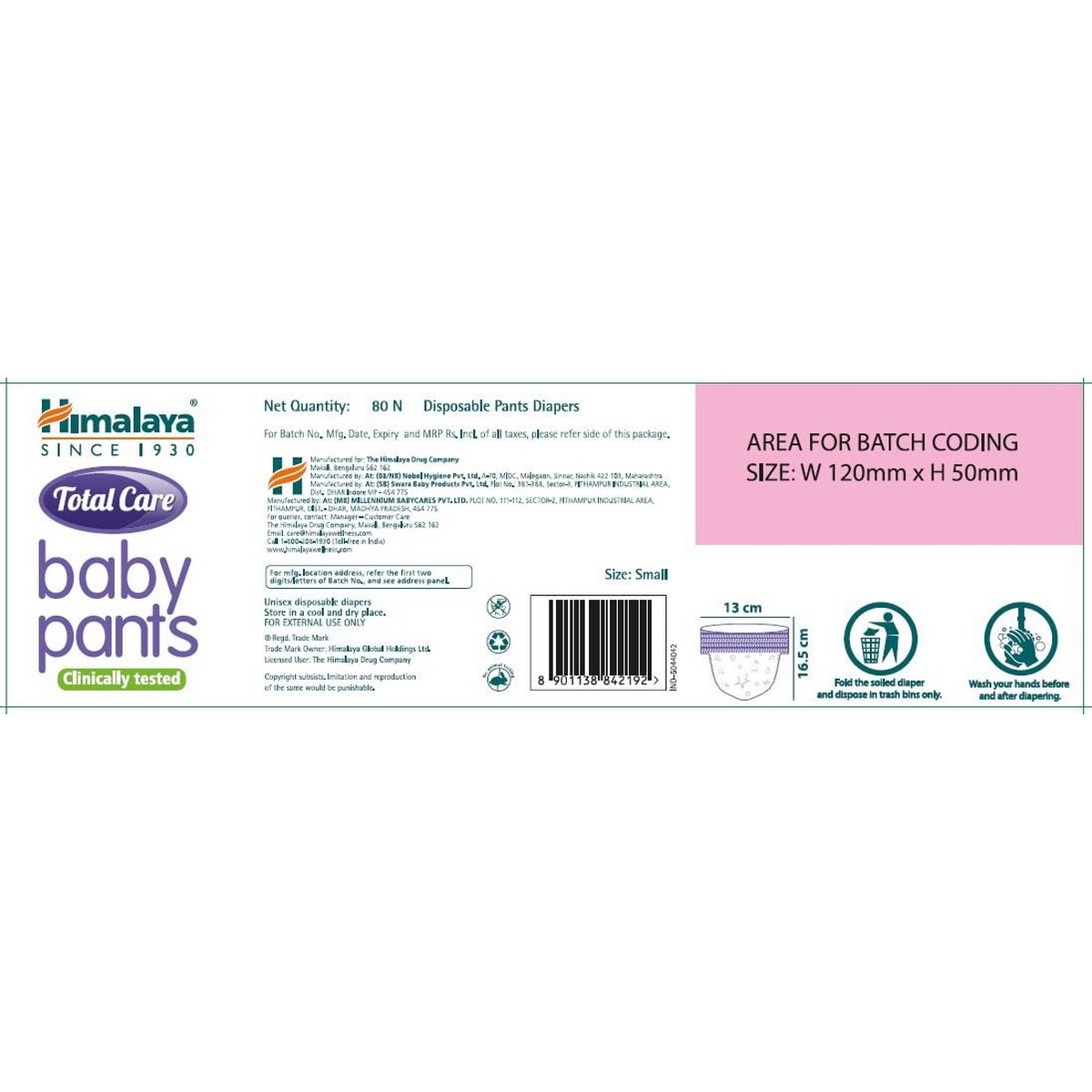 Himalaya Total Care Baby Pants Diapers (80 Count)