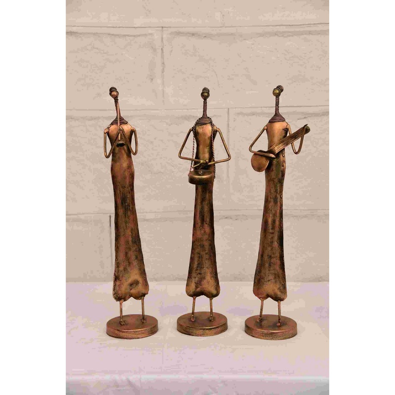 Set of 3 Iron Made Meera Doll Statue for Table Top