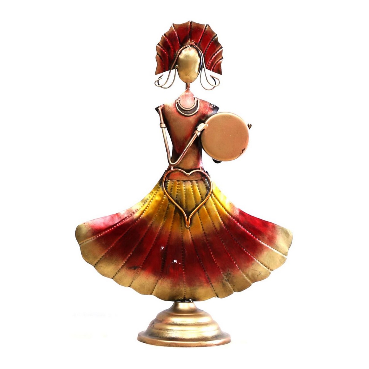Unique Looking Set of 3 Golden Red Doll for Table Top