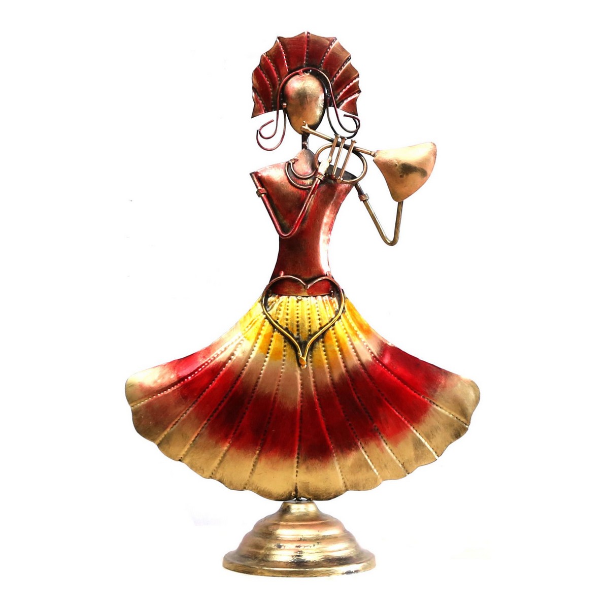 Unique Looking Set of 3 Golden Red Doll for Table Top