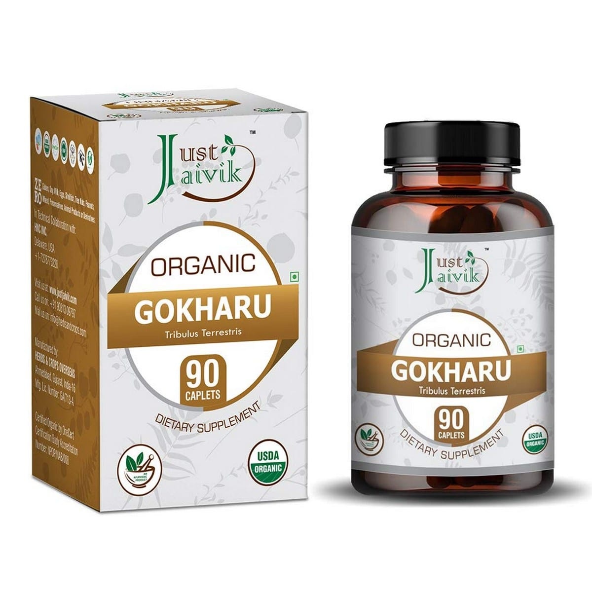 Just Jaivik Organic Gokharu Tribulus Terrestris (90 Capsules)