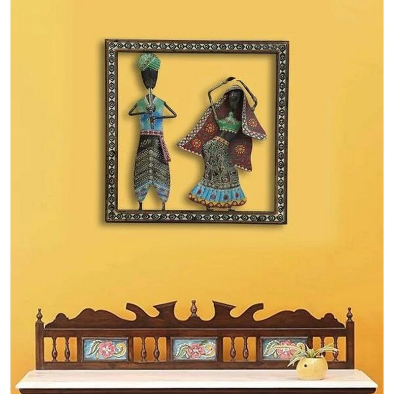 Kalbeliya Looking Statues in Frame for Wall Decor