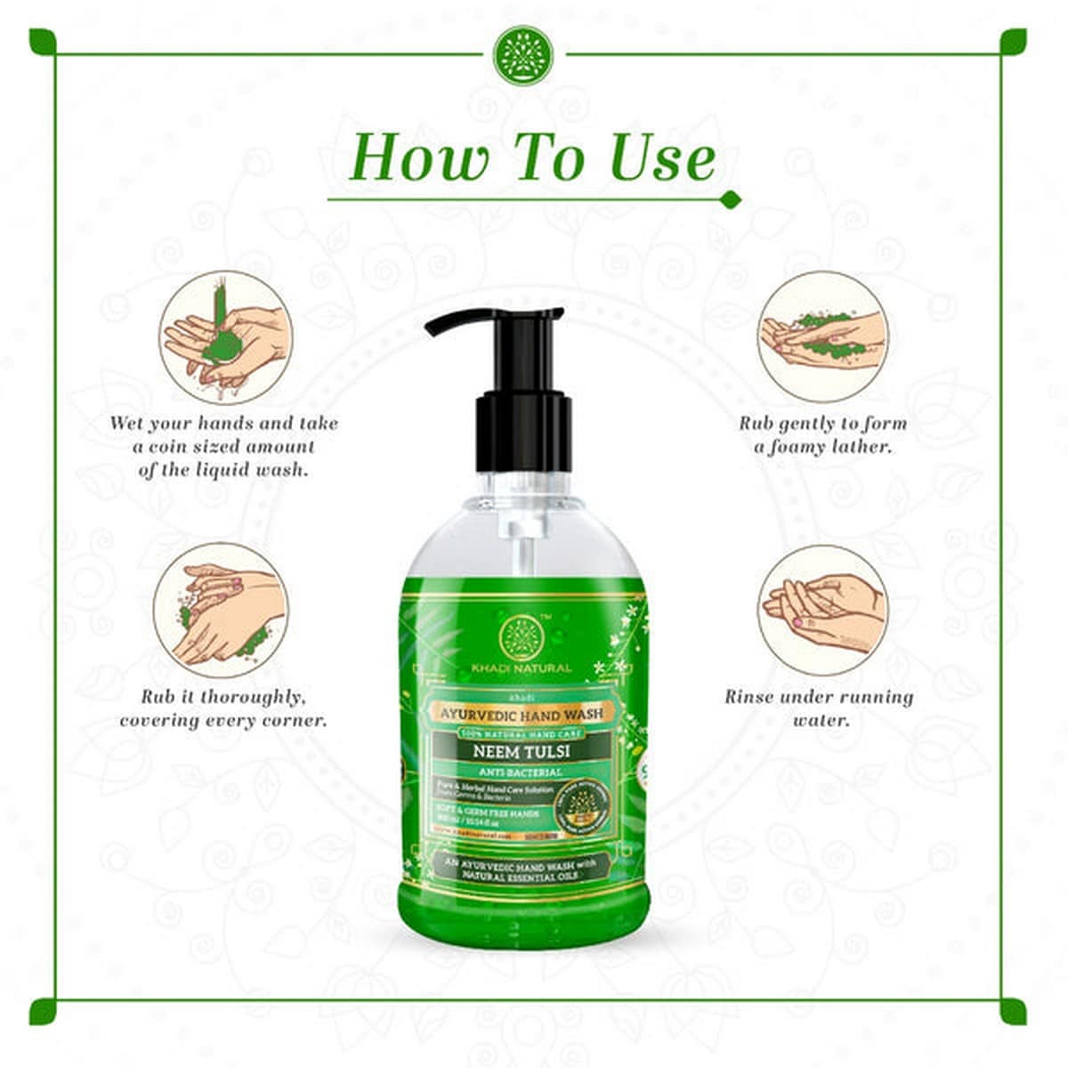 Khadi Natural Anti-Bacterial Neem Tulsi Handwash (300 ml)