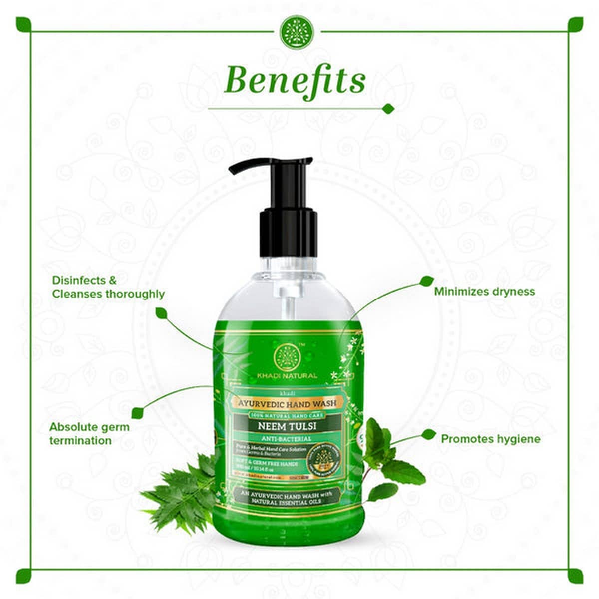 Khadi Natural Anti-Bacterial Neem Tulsi Handwash (300 ml)