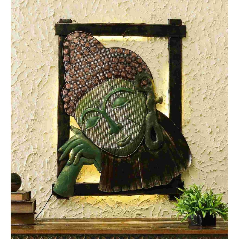 LED Light Equipped Sleeping Buddha Decor for Wall