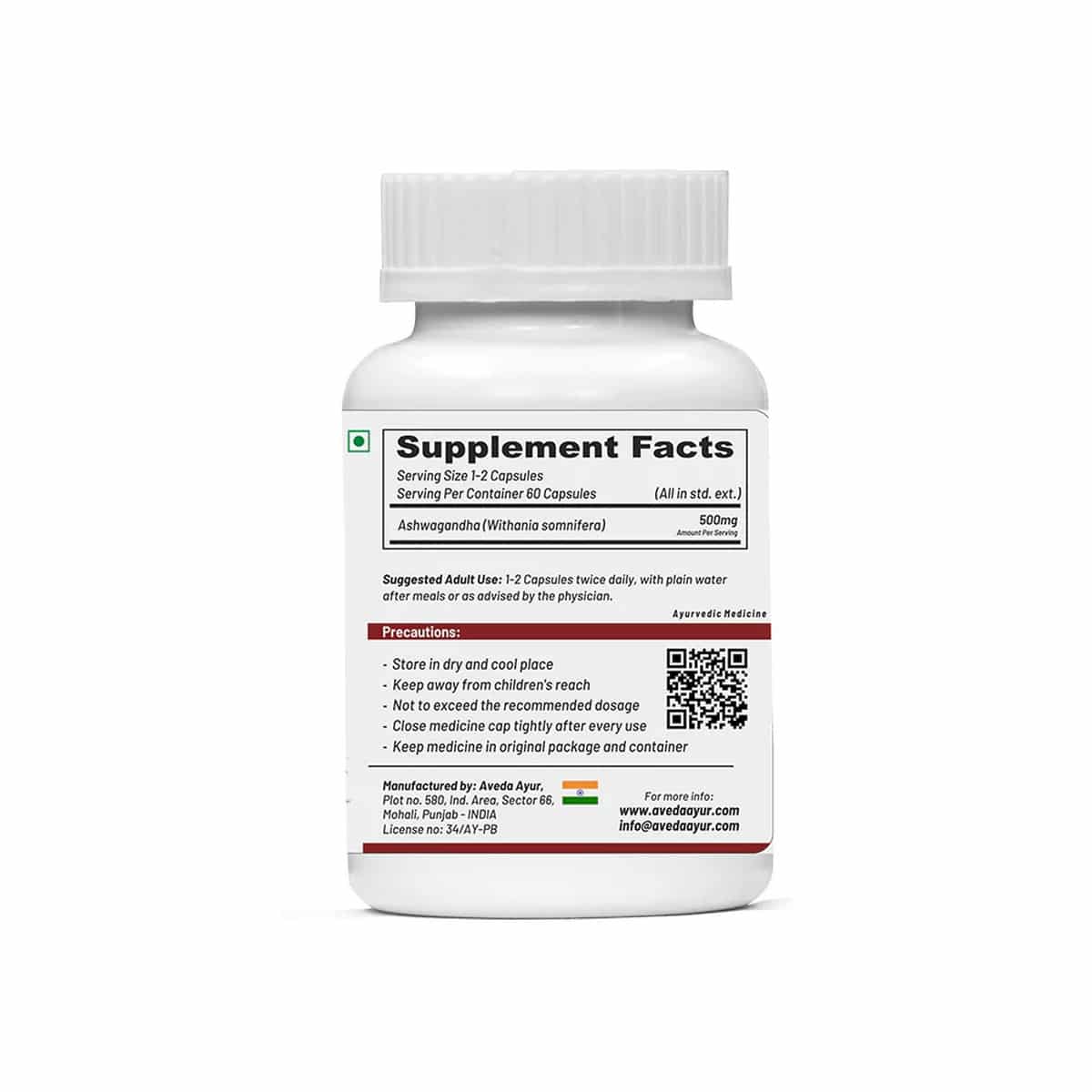 Life Aveda Ashwagandha Capsules (60 Capsules)