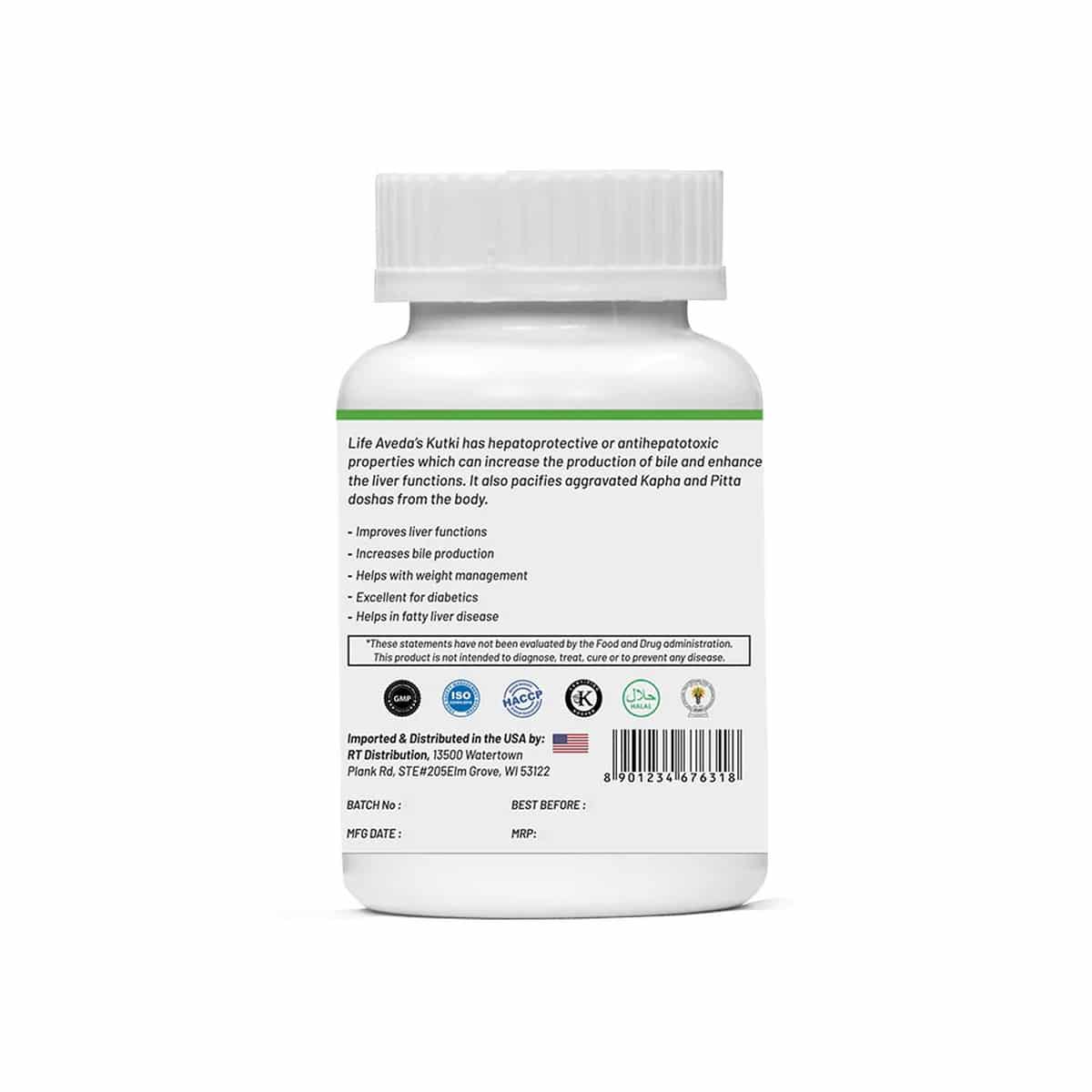 Life Aveda Kutki Capsules (60 Caps)