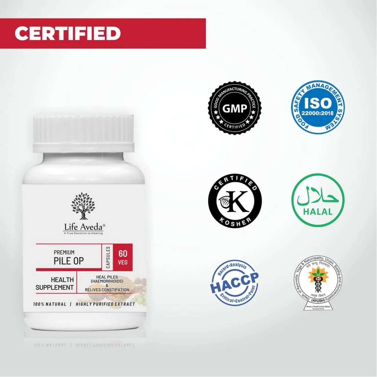 Life Aveda Premium Pile OP Capsules (60 Capsules)
