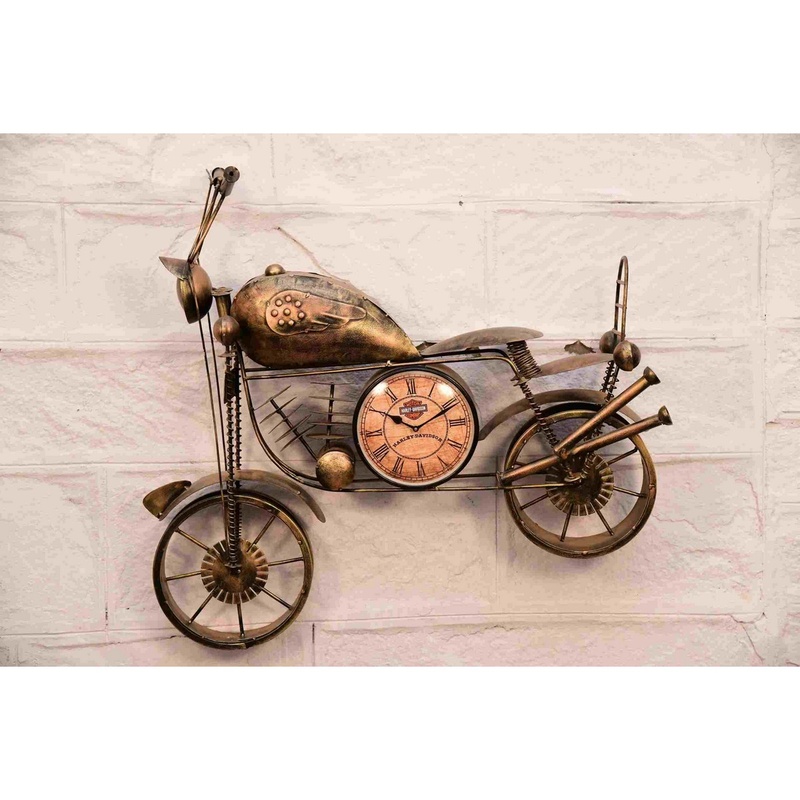 Iron Made Wall Clock in Chopper Bike Shape