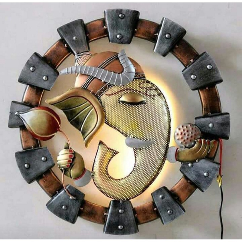Ring Shape Lotus Ganesha with Light for Wall