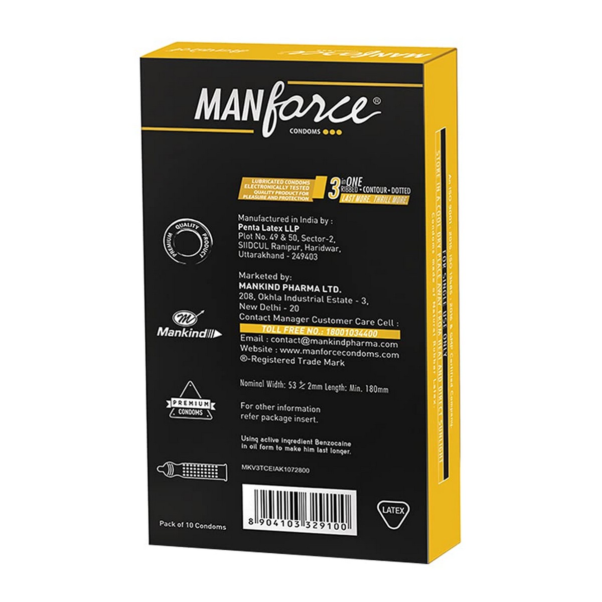 Manforce Overtime Pineapple, Litchi and Grape Flavoured Condoms- 30 Pieces (Pack of 3)