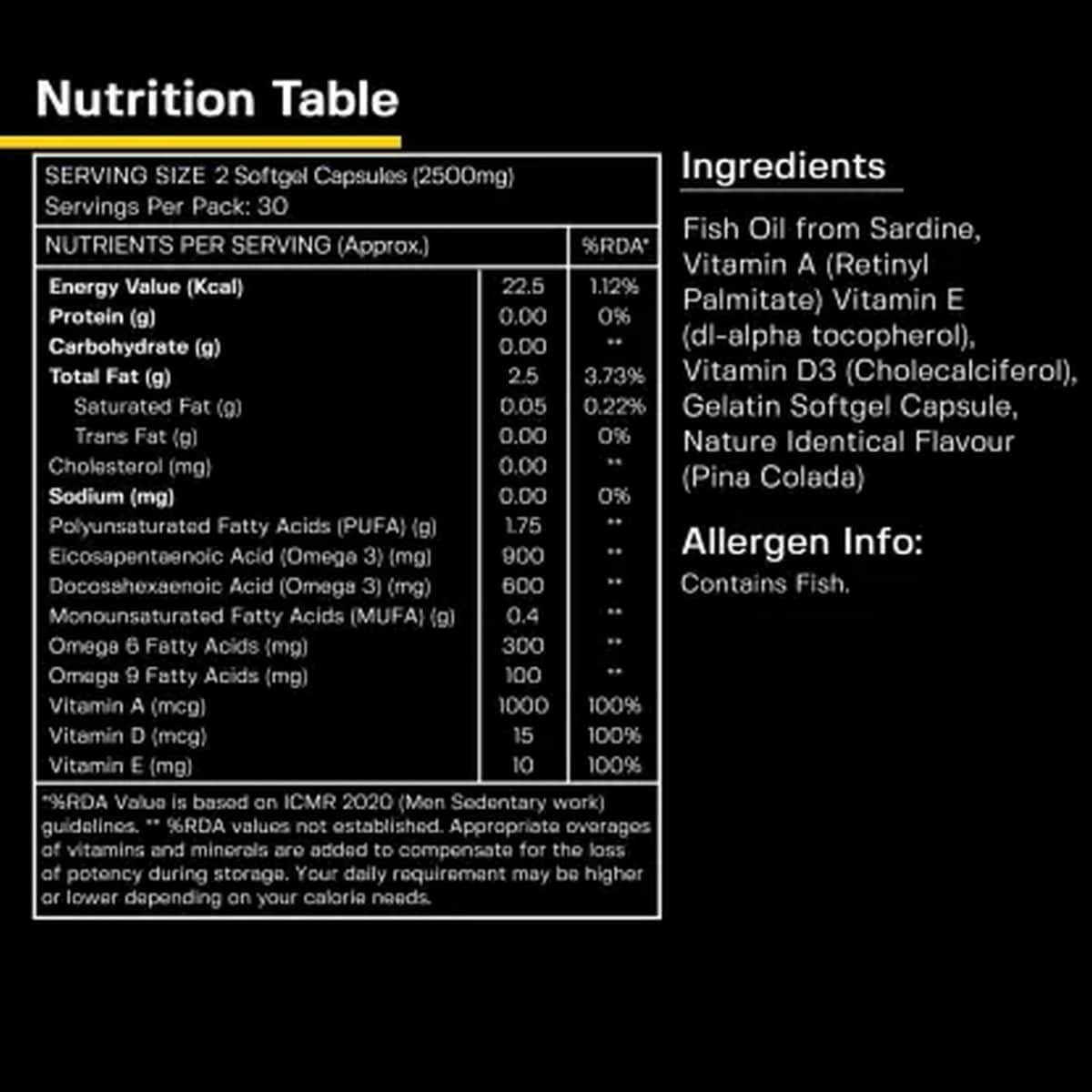 HRX AGame Mega Strength Cold Water Omega 3 Fish Oil (60 cap)