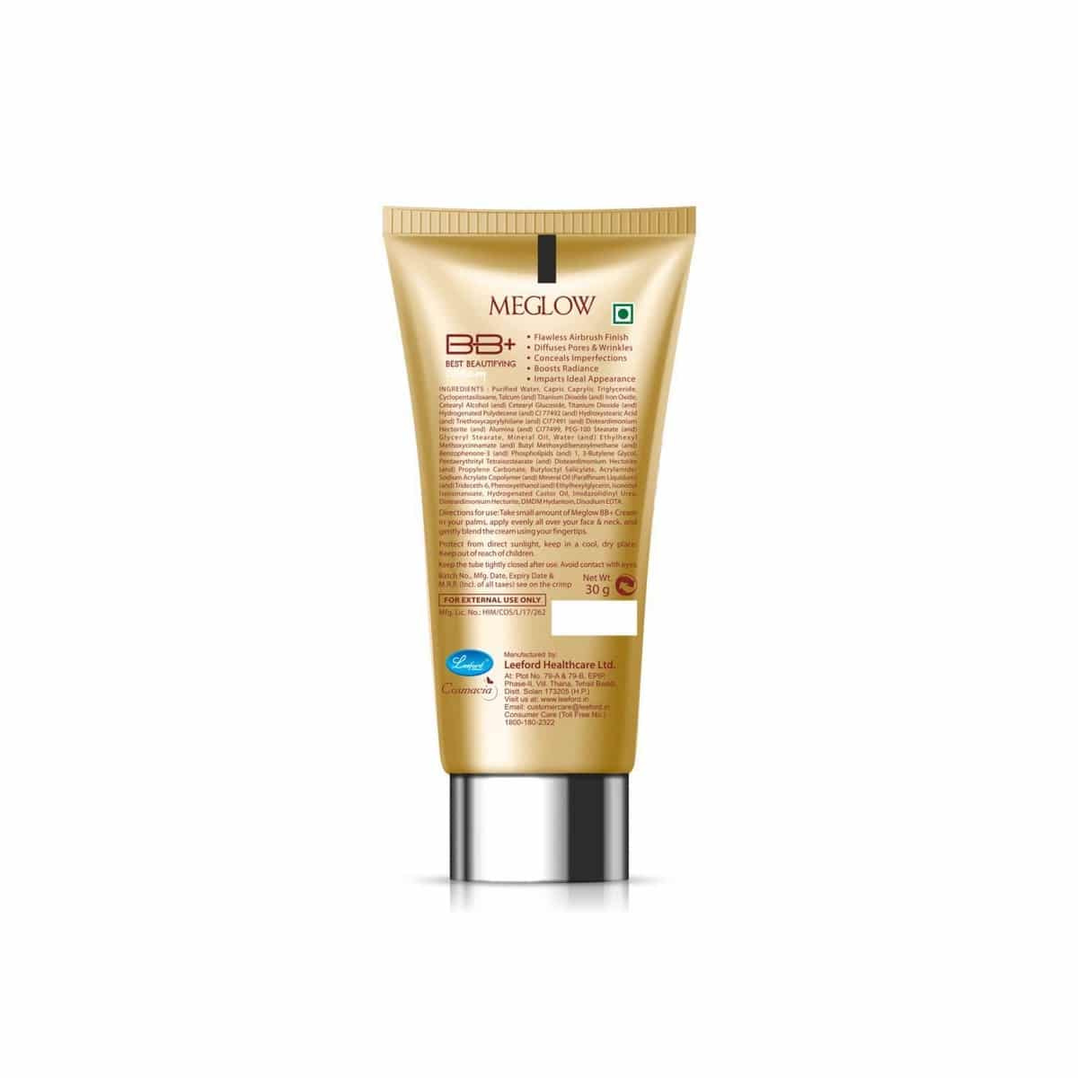 Meglow BB+ Cream With SPF 15 For Women (30 gm)