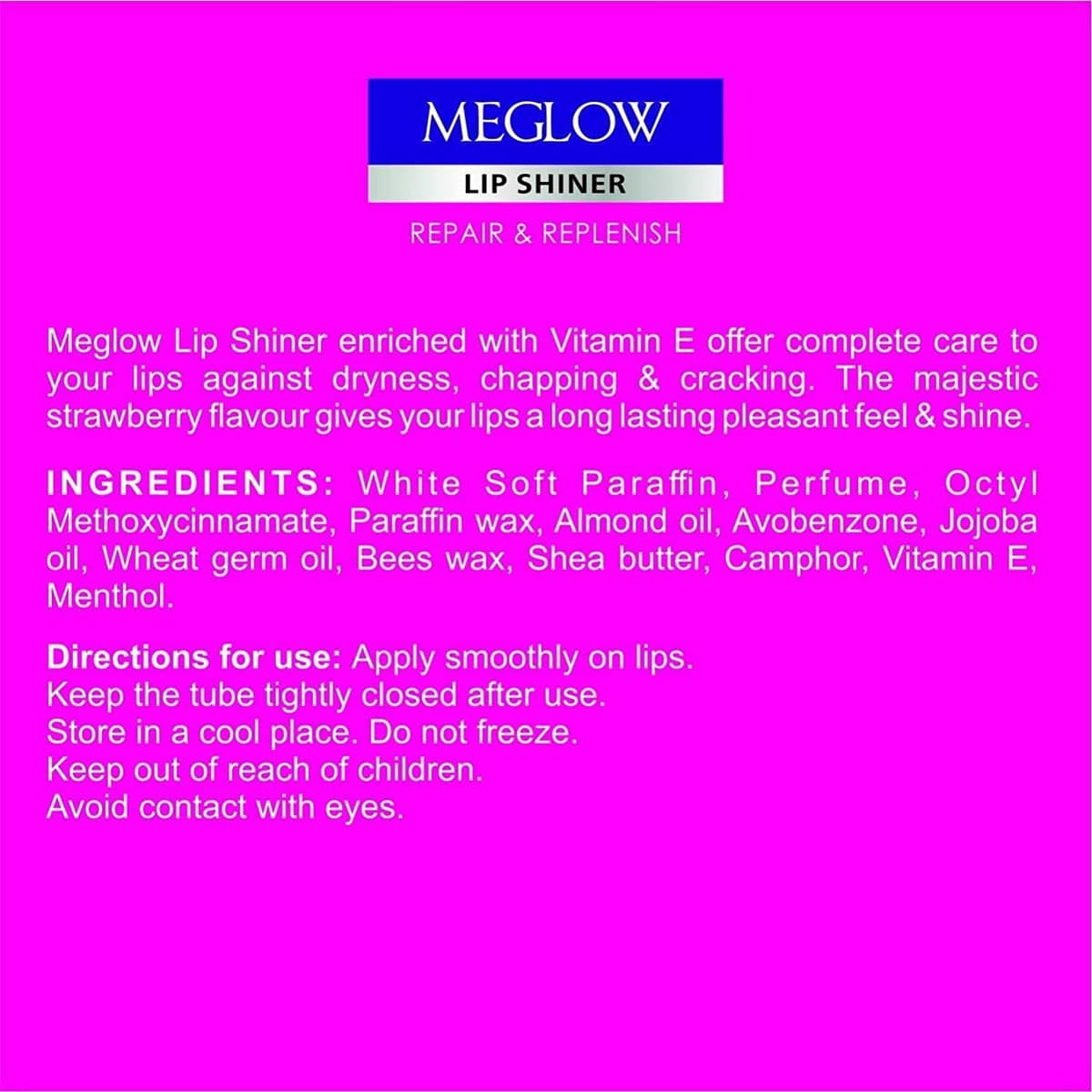 Meglow Lip Shiner, Enriched With Vitamin E Pack Of 6 (15 gm Each)