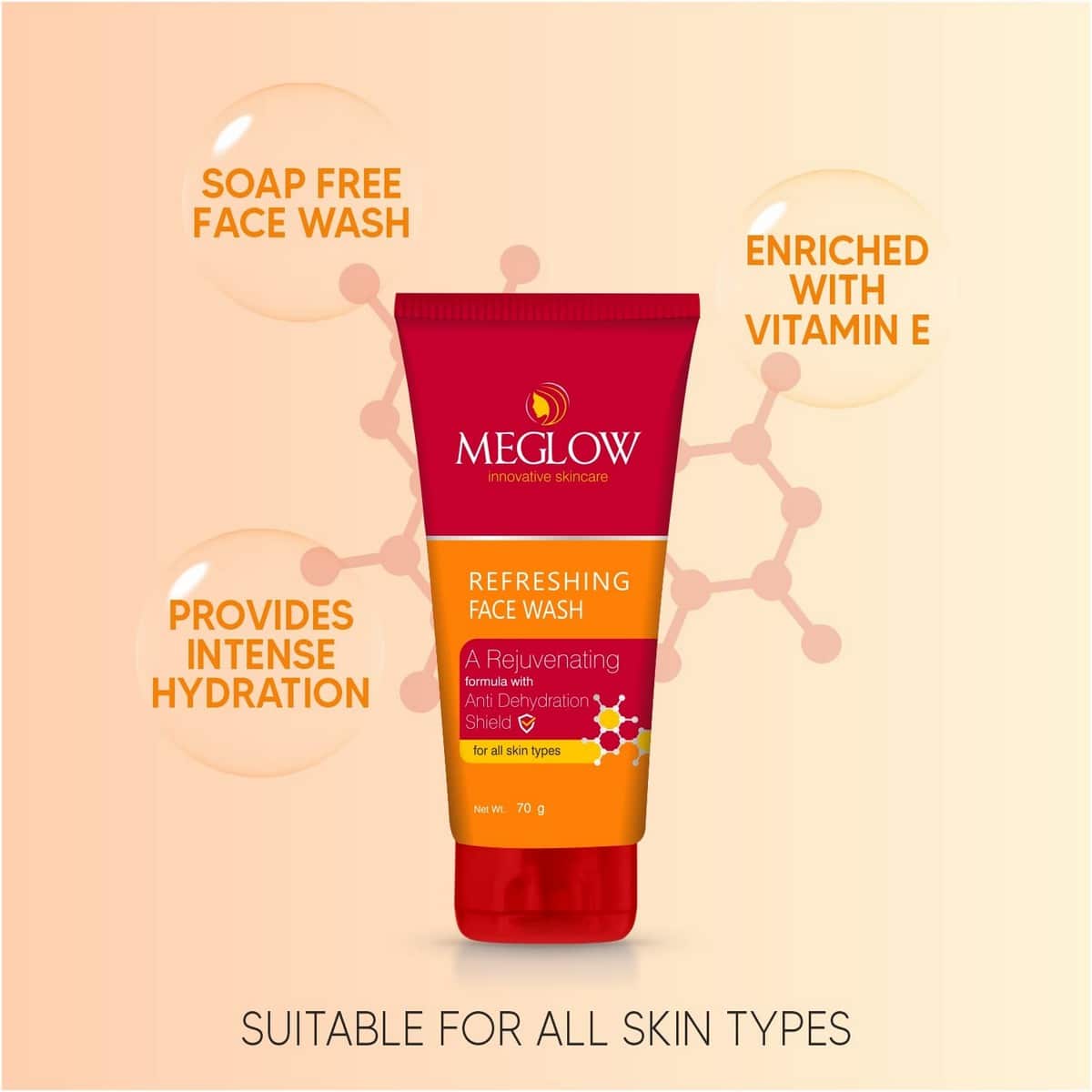 Meglow Refreshing Face Wash With A Rejuvenating Formula (70 gm)