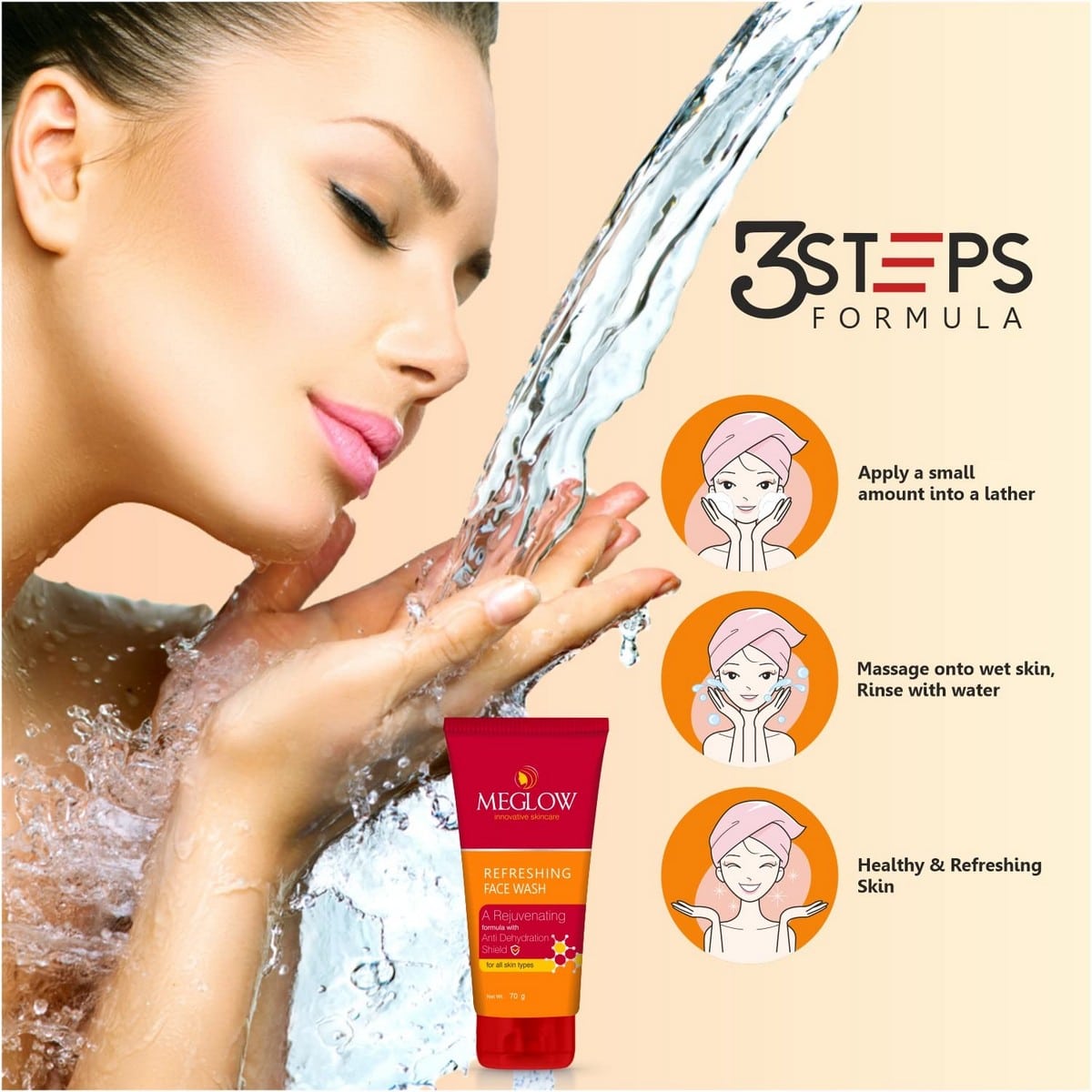 Meglow Refreshing Face Wash With A Rejuvenating Formula (70 gm)