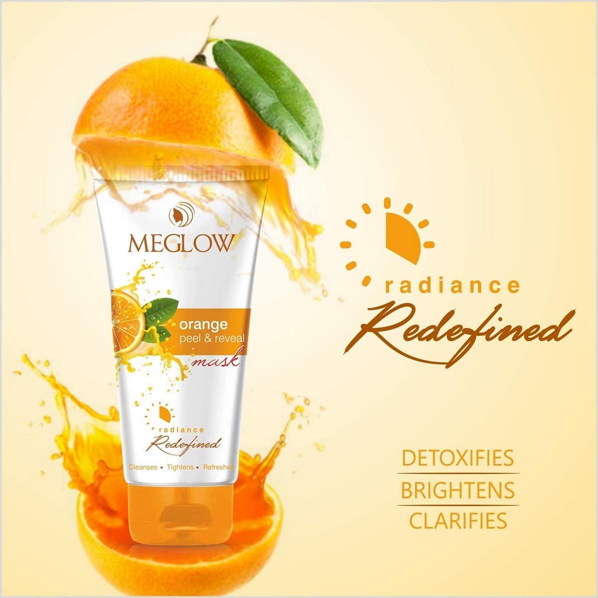 Meglow Skincare Combo Pack of 3- Premium Fairness Cream (50 gm), Instant Glow Facewash (70 gm), Orange Peel and Reveal Face Mask (70 gm)