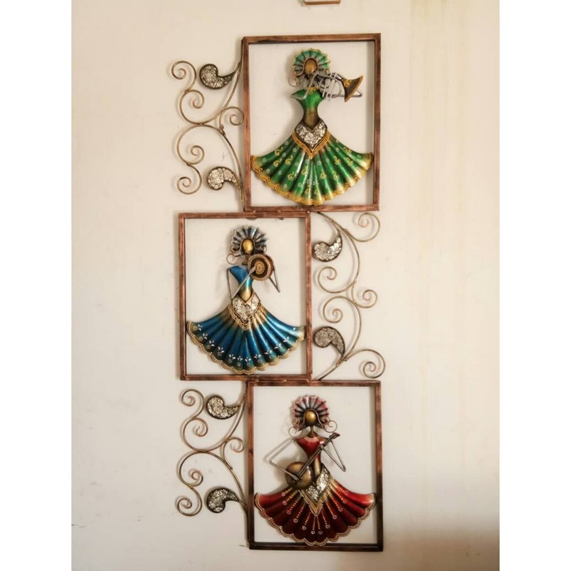 Mosaic Set of 3 Frame with Lady for Wall Decor