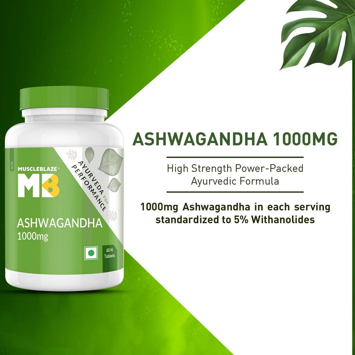 MuscleBlaze Ashwagandha 1000mg (60 Capsules)