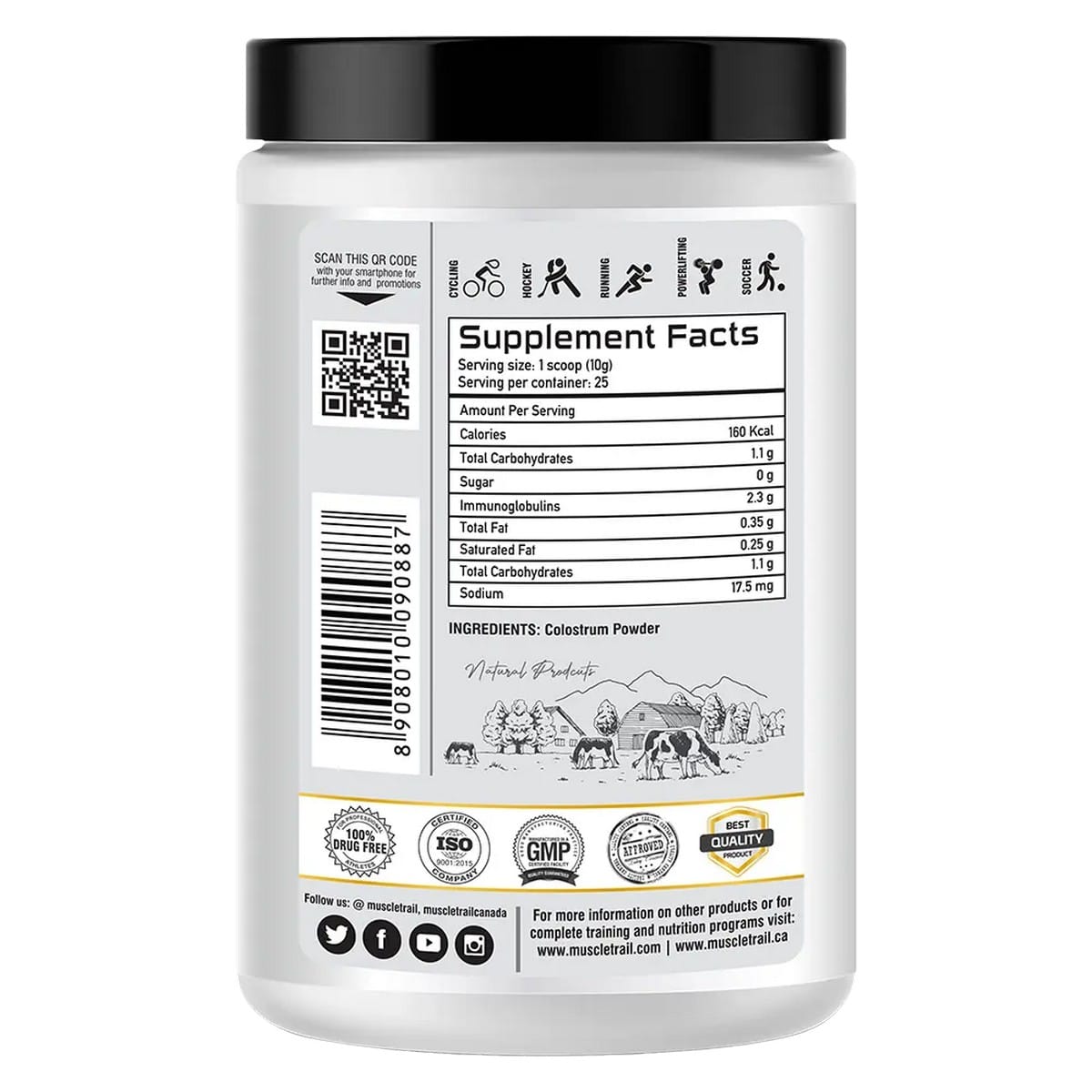 Muscletrail Raw SeriesÂ 100% Colostrum (250 grams)