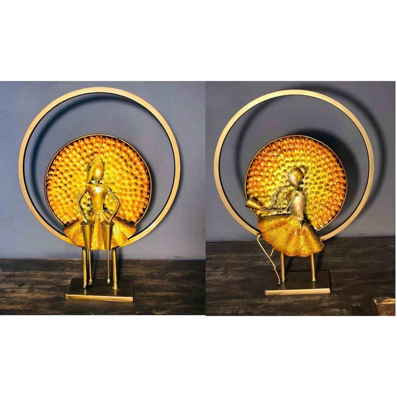 Set of 2 Musical Lady Statue for Table Top Decor