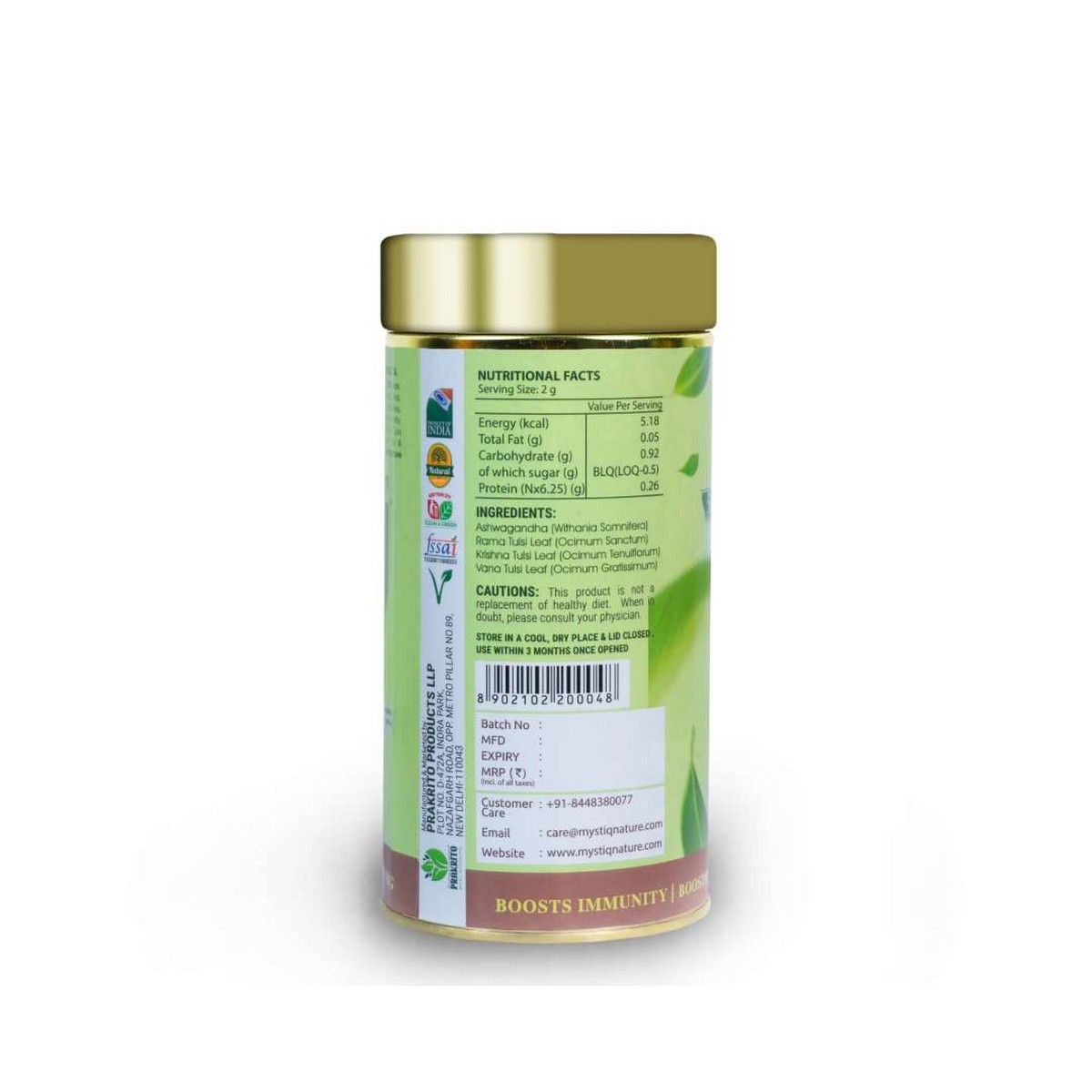 Mystiq Tulsi Ashwagandha Herbal Tea (100 Grams)