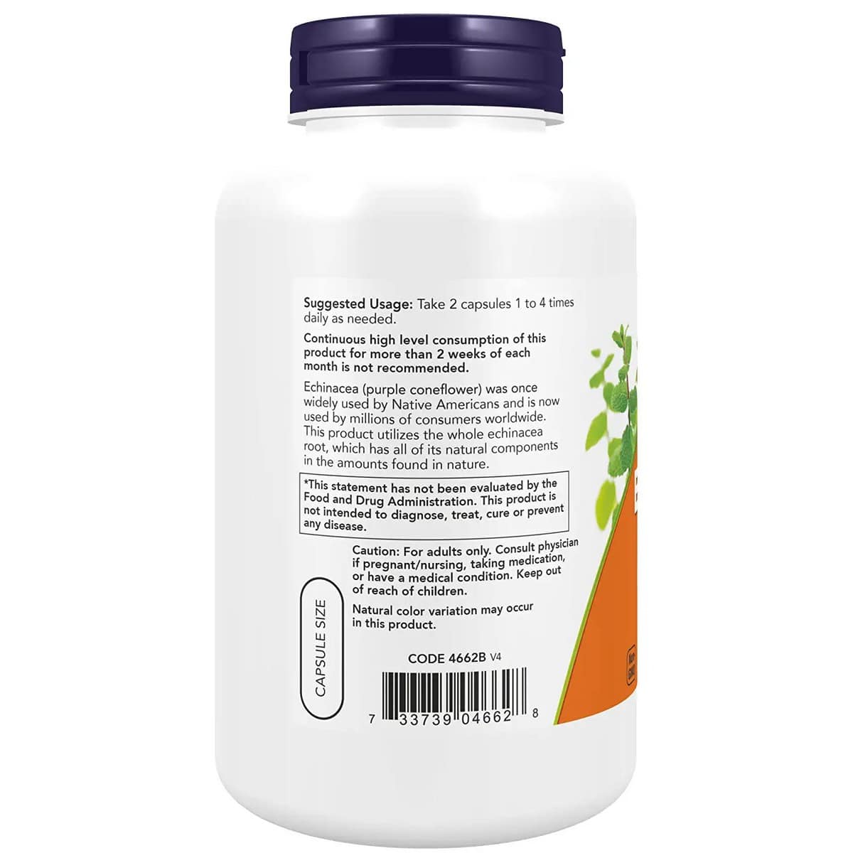 NOW Foods Echinacea 400mg (250 capsules)