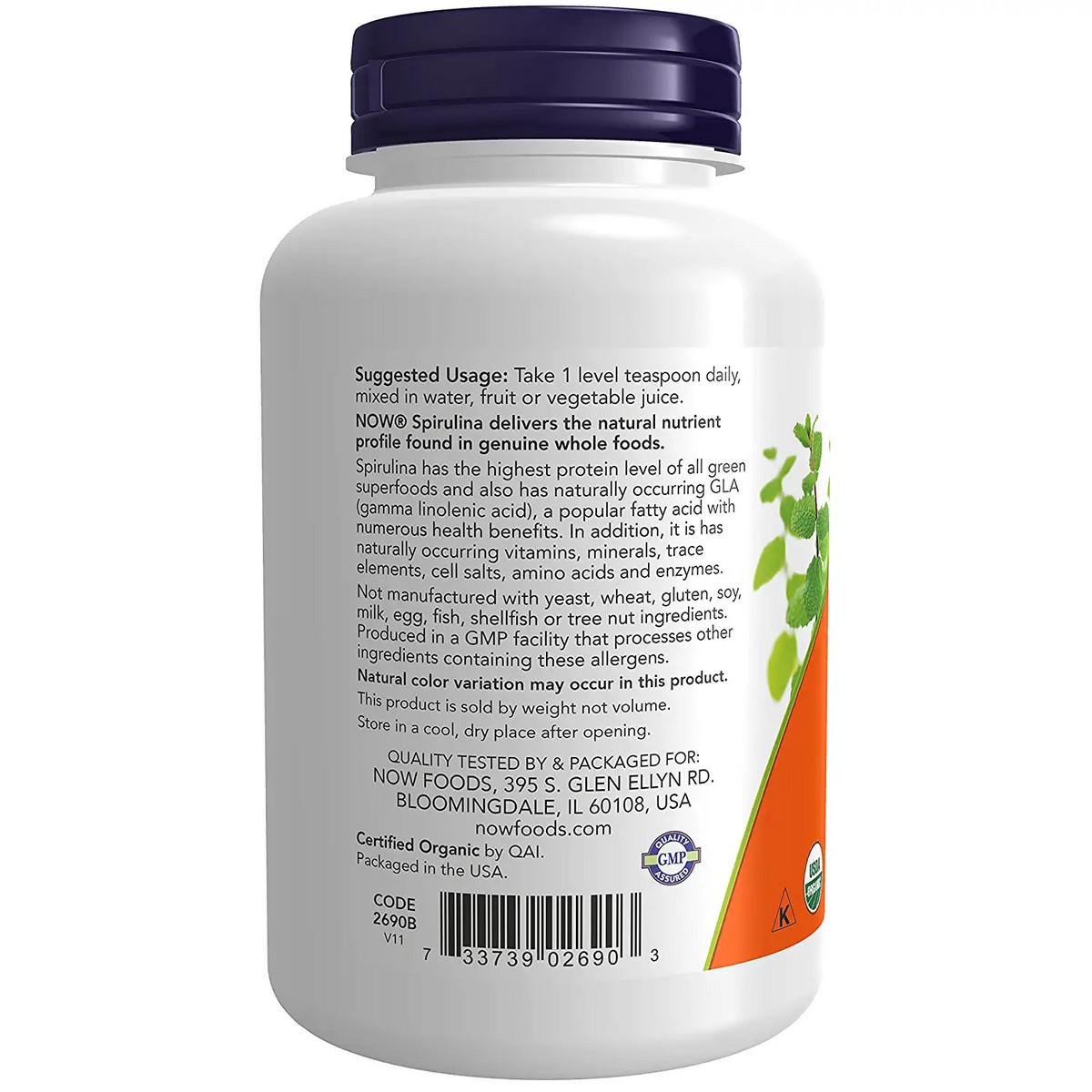 NOW Foods Spirulina Powder 4 Ounce (113 grams)