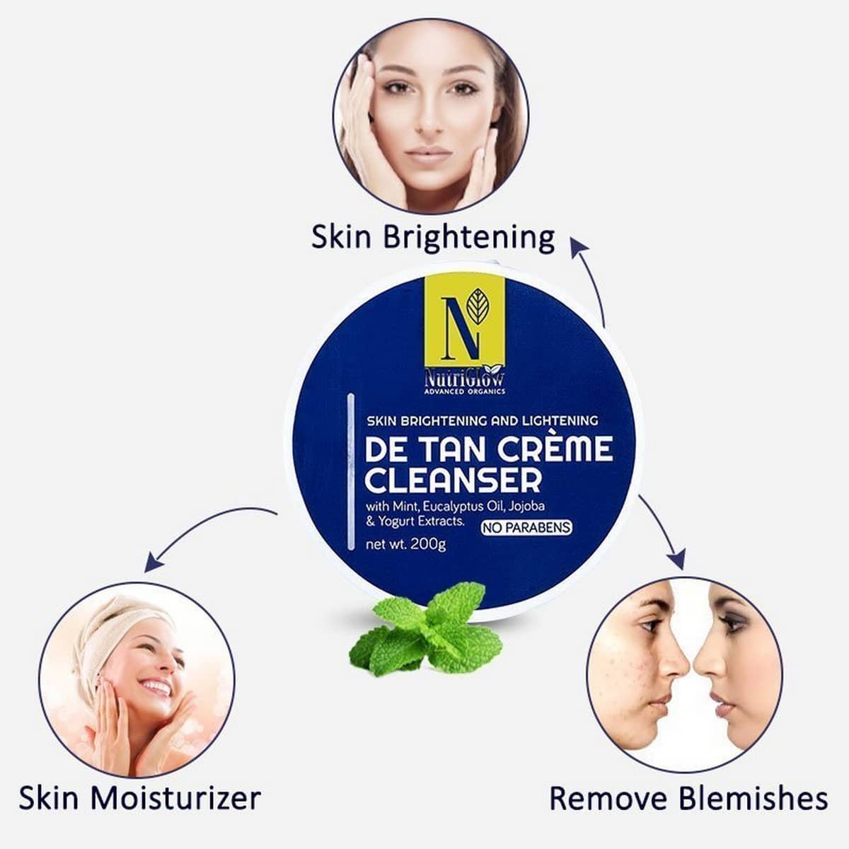 Nutriglow Advanced Organic De Tan Creme Cleanser (200 gm)