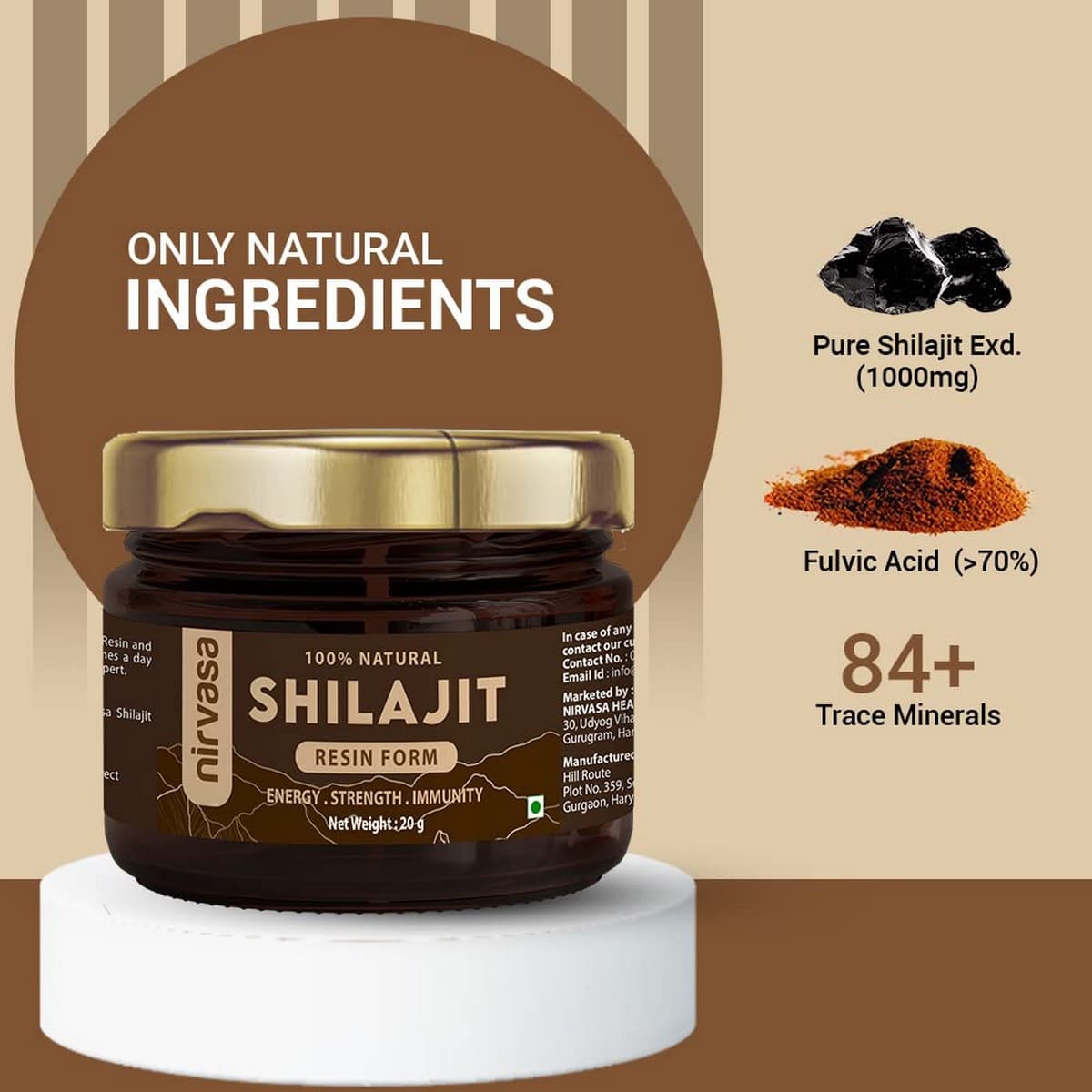 Nirvasa Pure Shilajit Resin Form, Pack of 3 (20 gm)