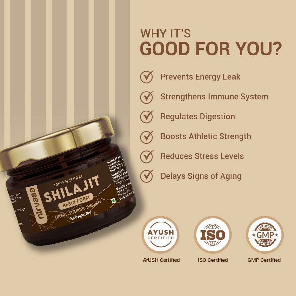 Nirvasa Pure Shilajit Resin Form, Pack of 3 (20 gm)