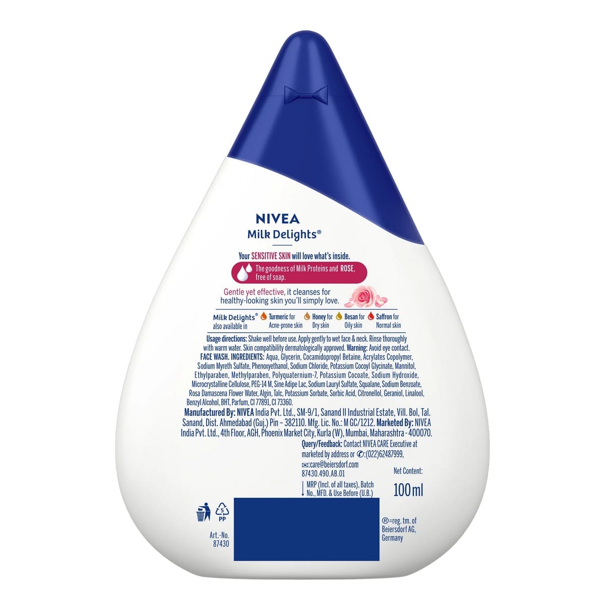 Nivea Milk Delights Face Wash Rose (100 ml)