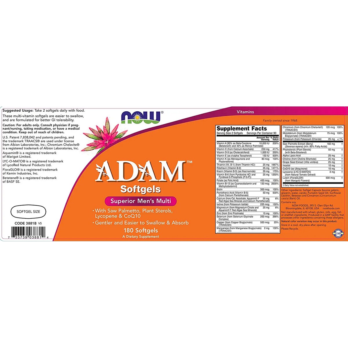 Now Foods Adam Men's Multiple Vitamin (180 capsule)