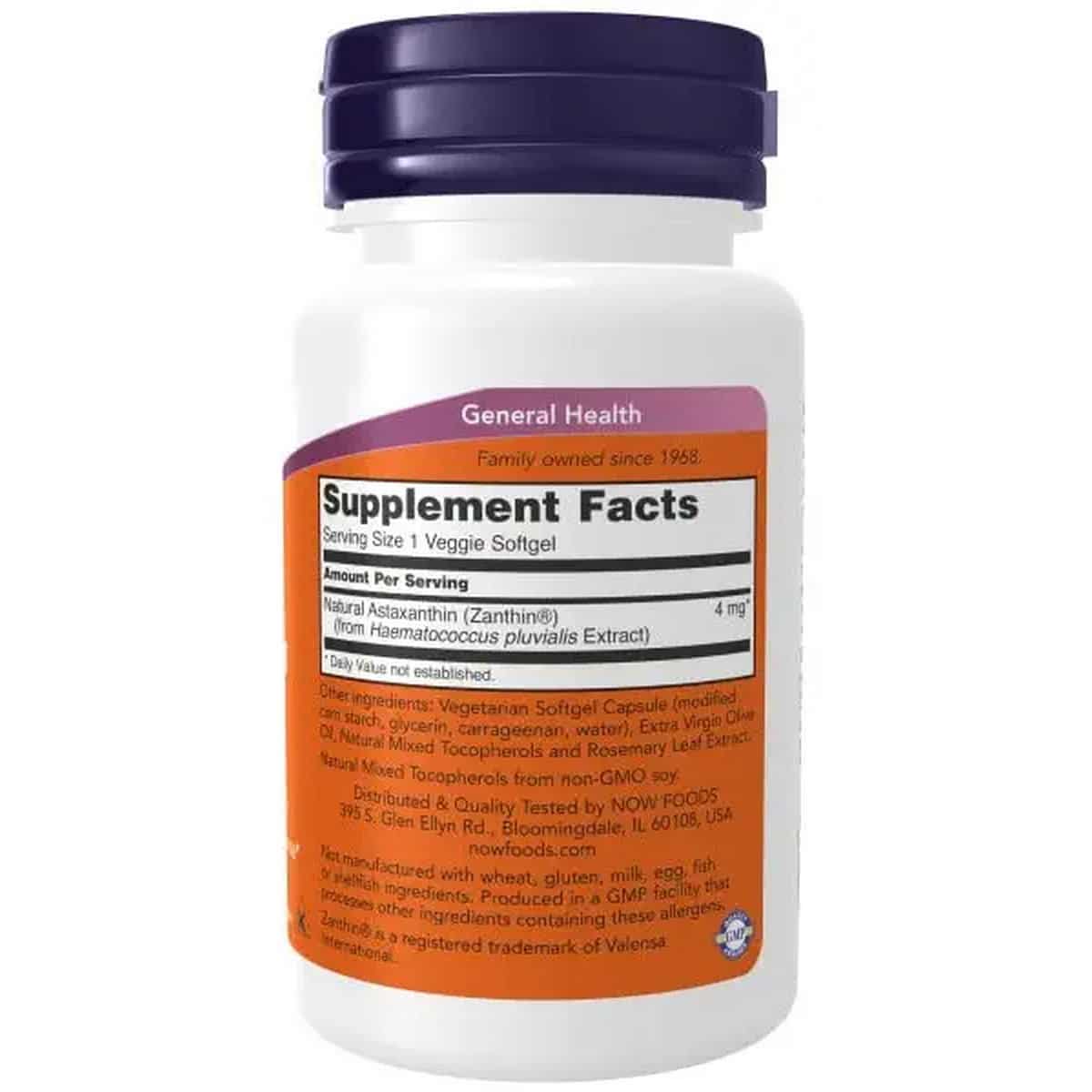 Now Foods Astaxanthin 4 Mg Support Eye Health Capsules (60 capsules)