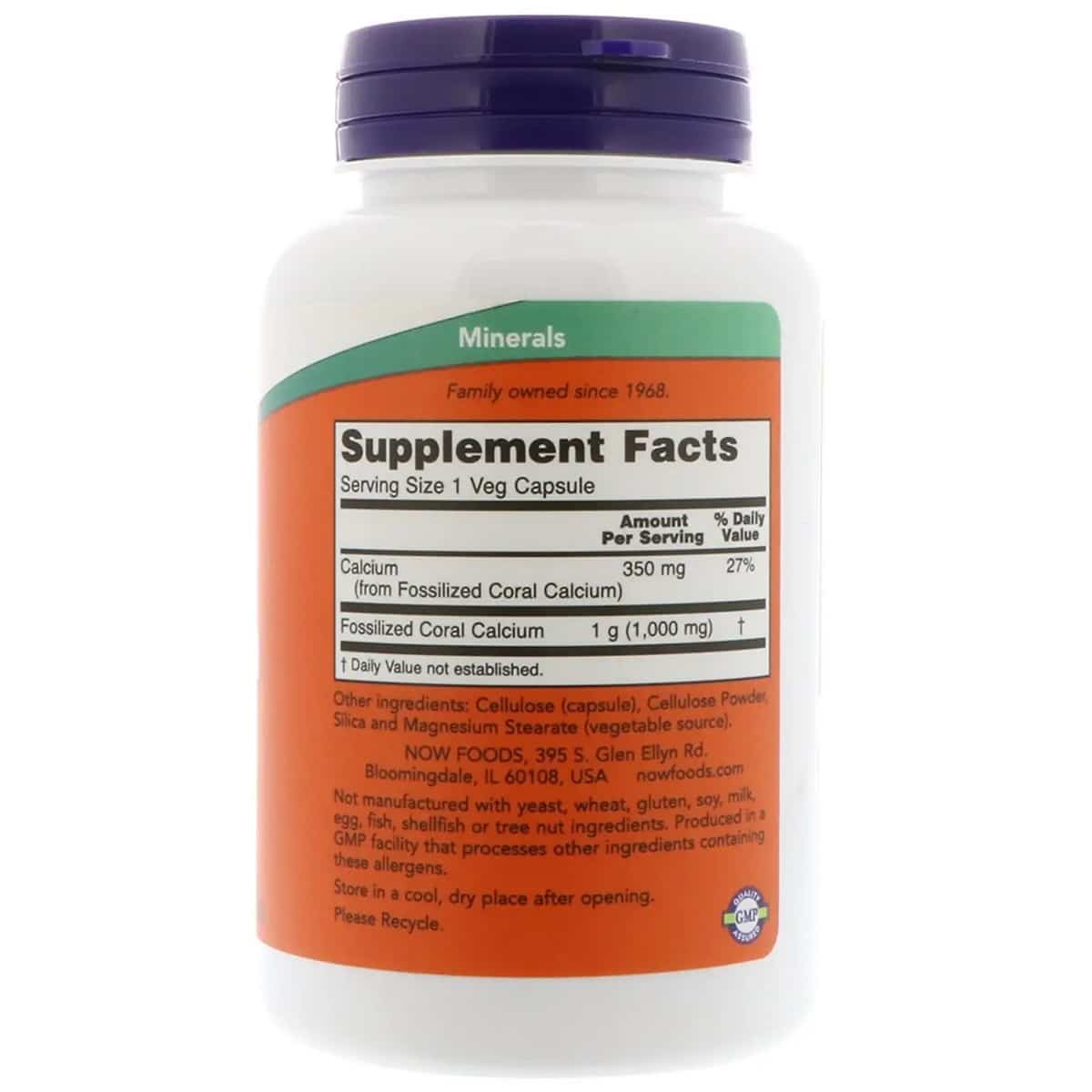 Now Foods Coral Calcium 1000 mg (100 Veg capsules)