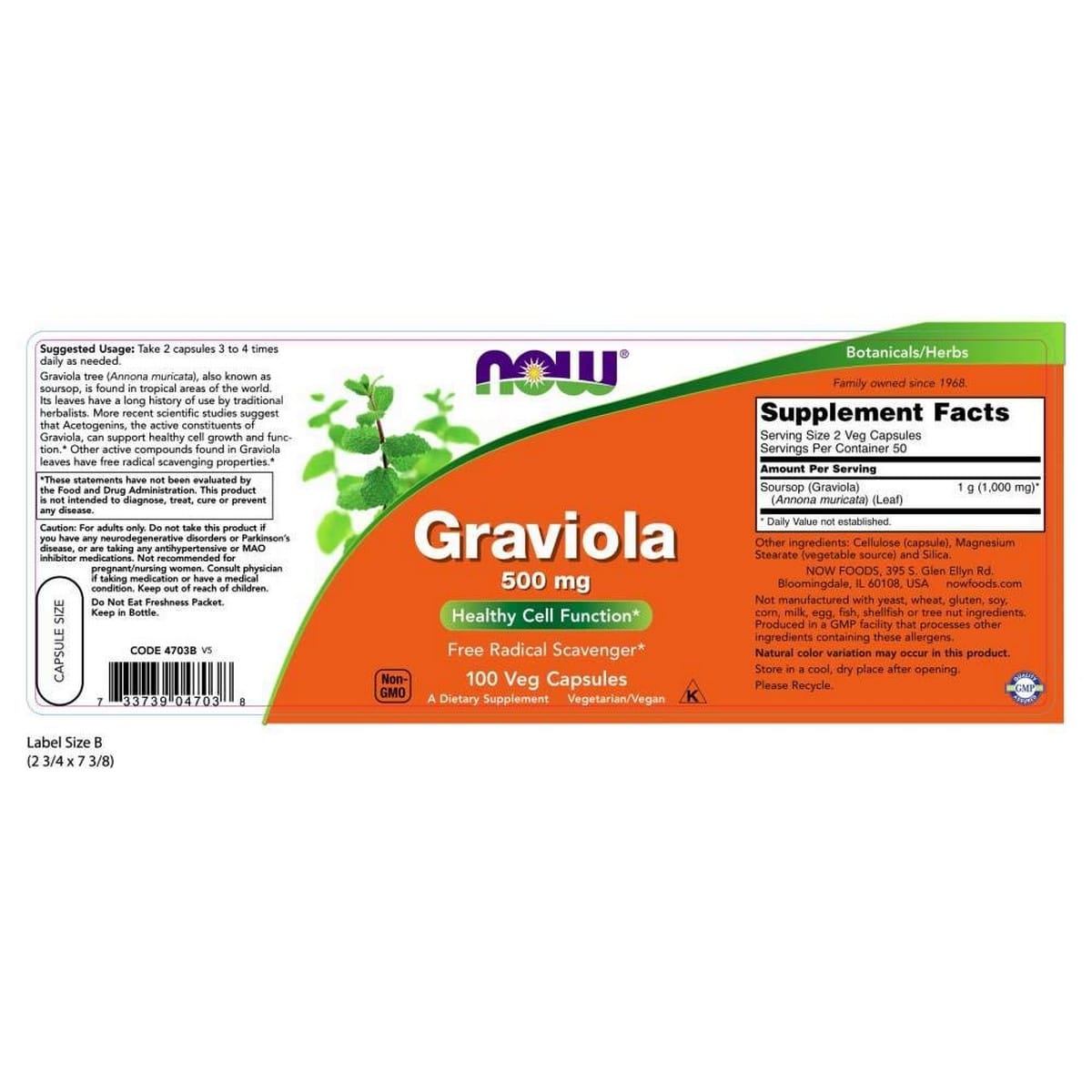 Now Foods Graviola 500 mg Pack of 2 (100 capsules)