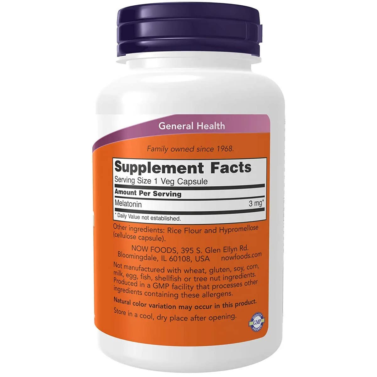 Now Foods Melatonin Capsules 3mg (180 Capsules)