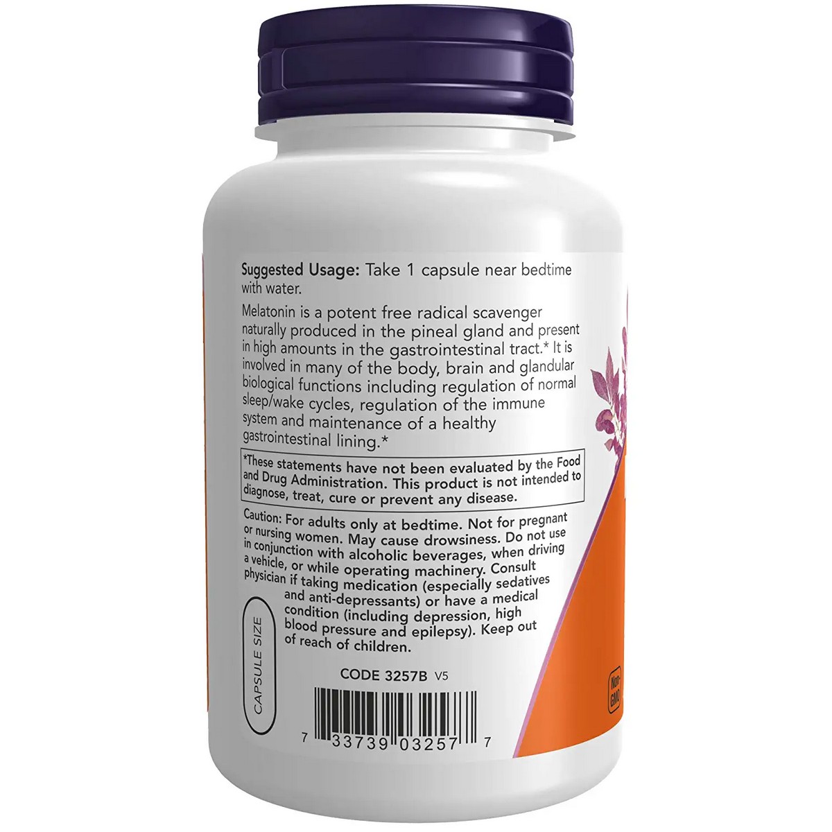 Now Foods Melatonin Capsules 3mg (180 Capsules)