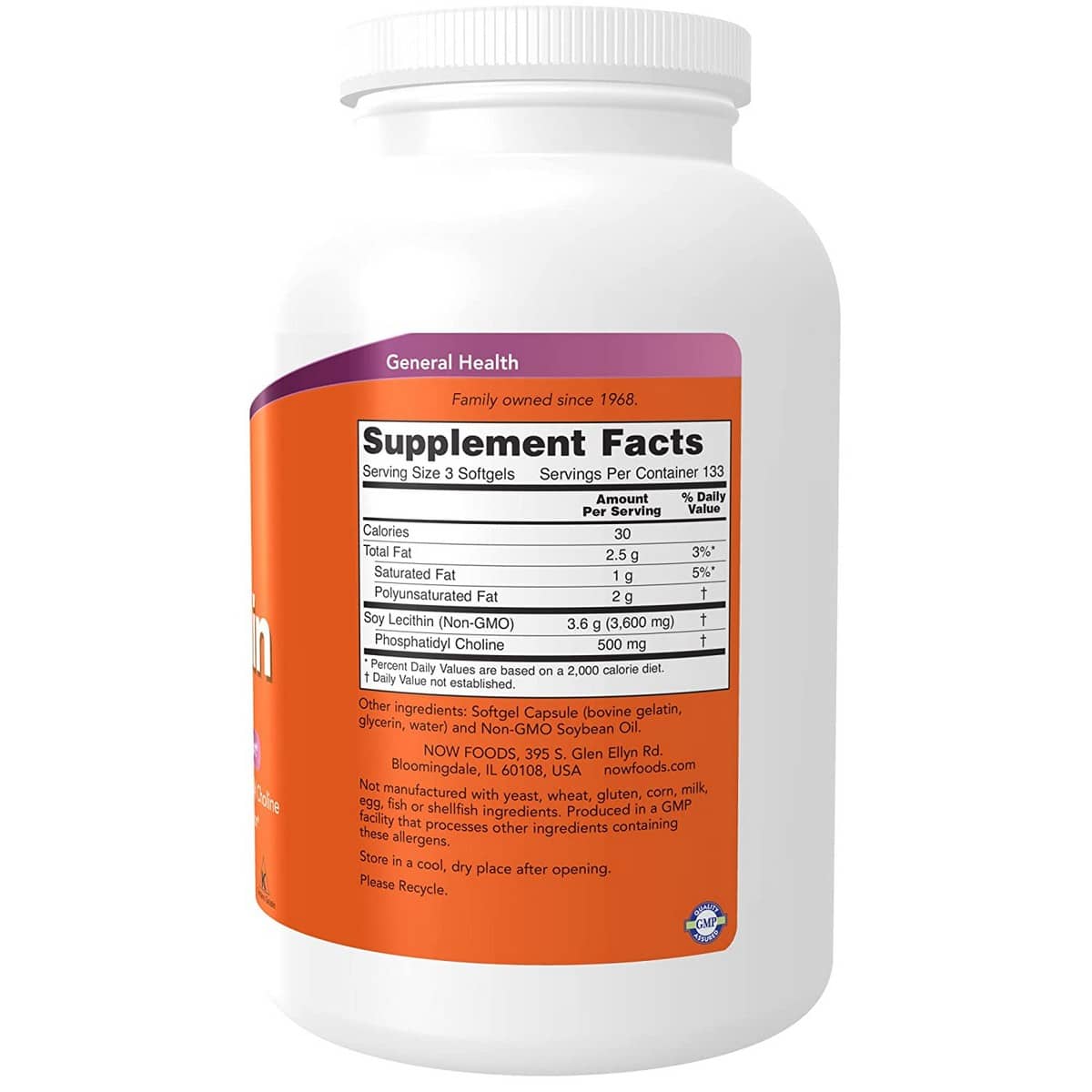 Now Foods Non-GMO Lecithin 1200 mg (400 softgels)