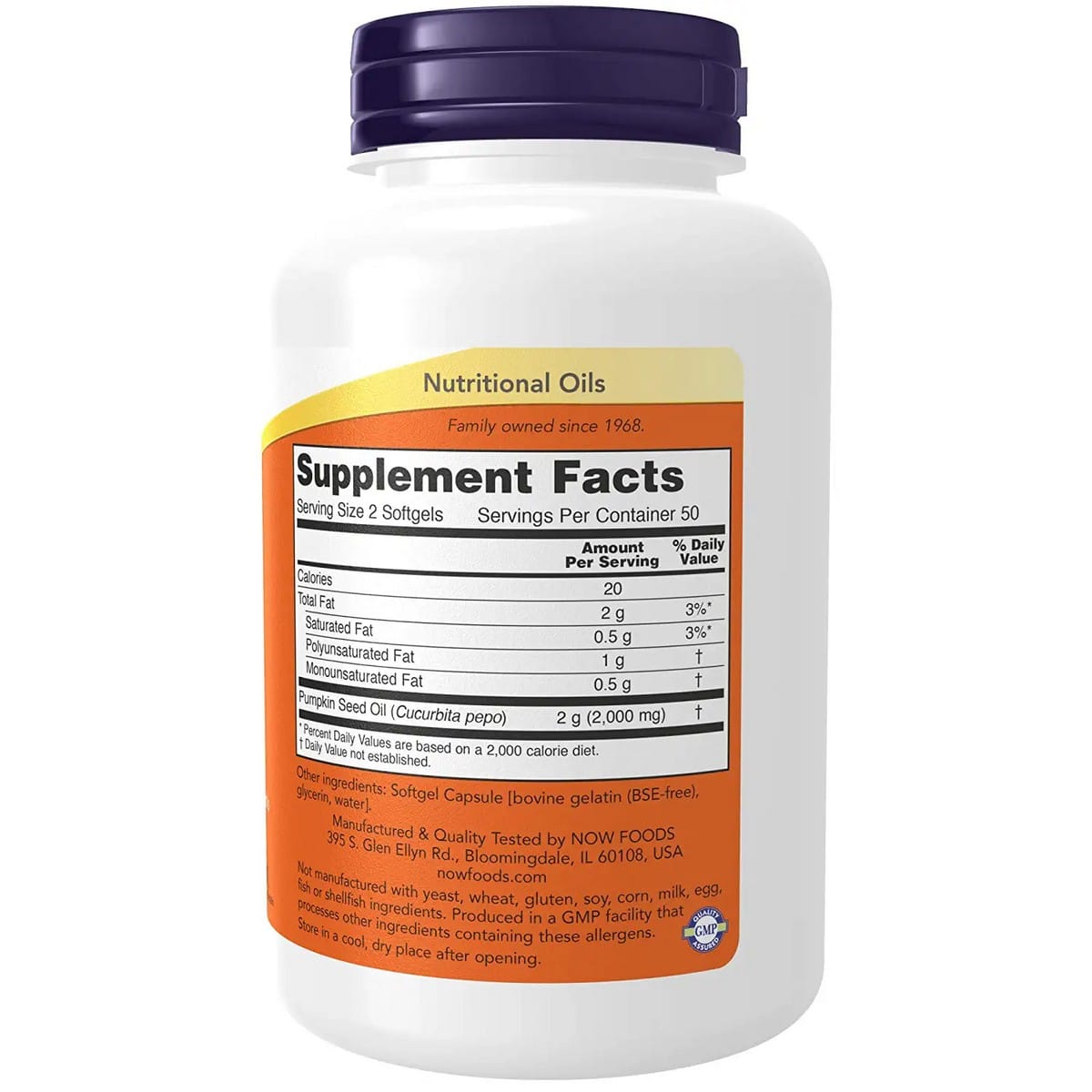 Now Foods Pumpkin Seed Oil Softgels 1000mg (100 capsules)