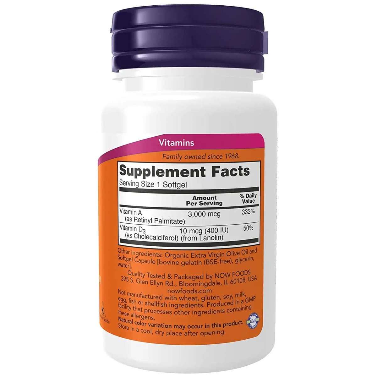 Now Foods Vitamin A and D 10, 000, 400 IU, (100 capsules)
