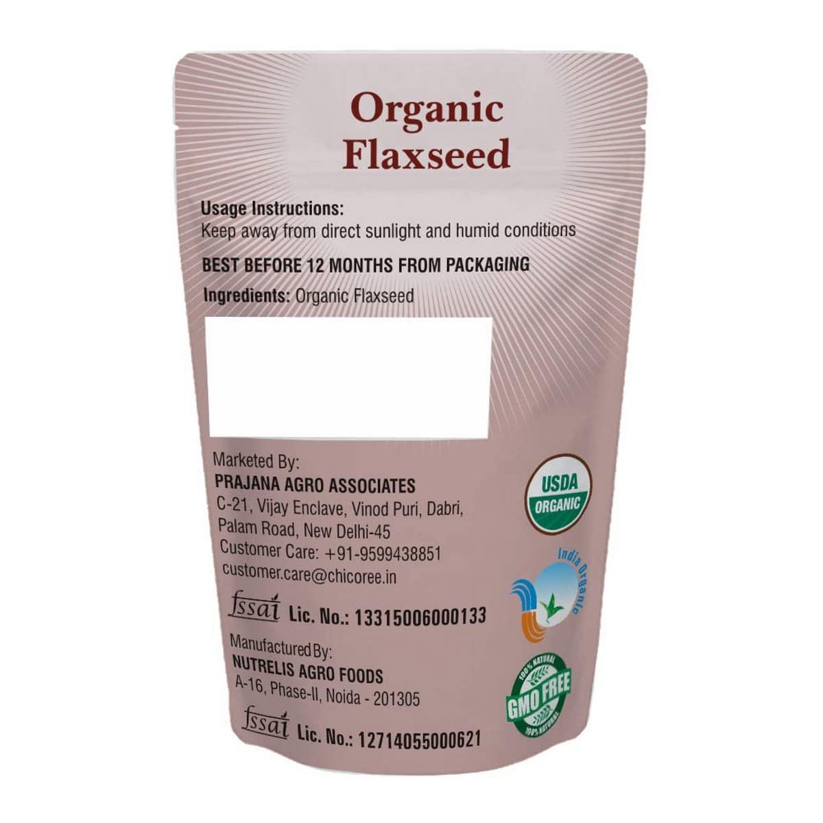 Nutrelis Organic Flax Seeds (100 GM)