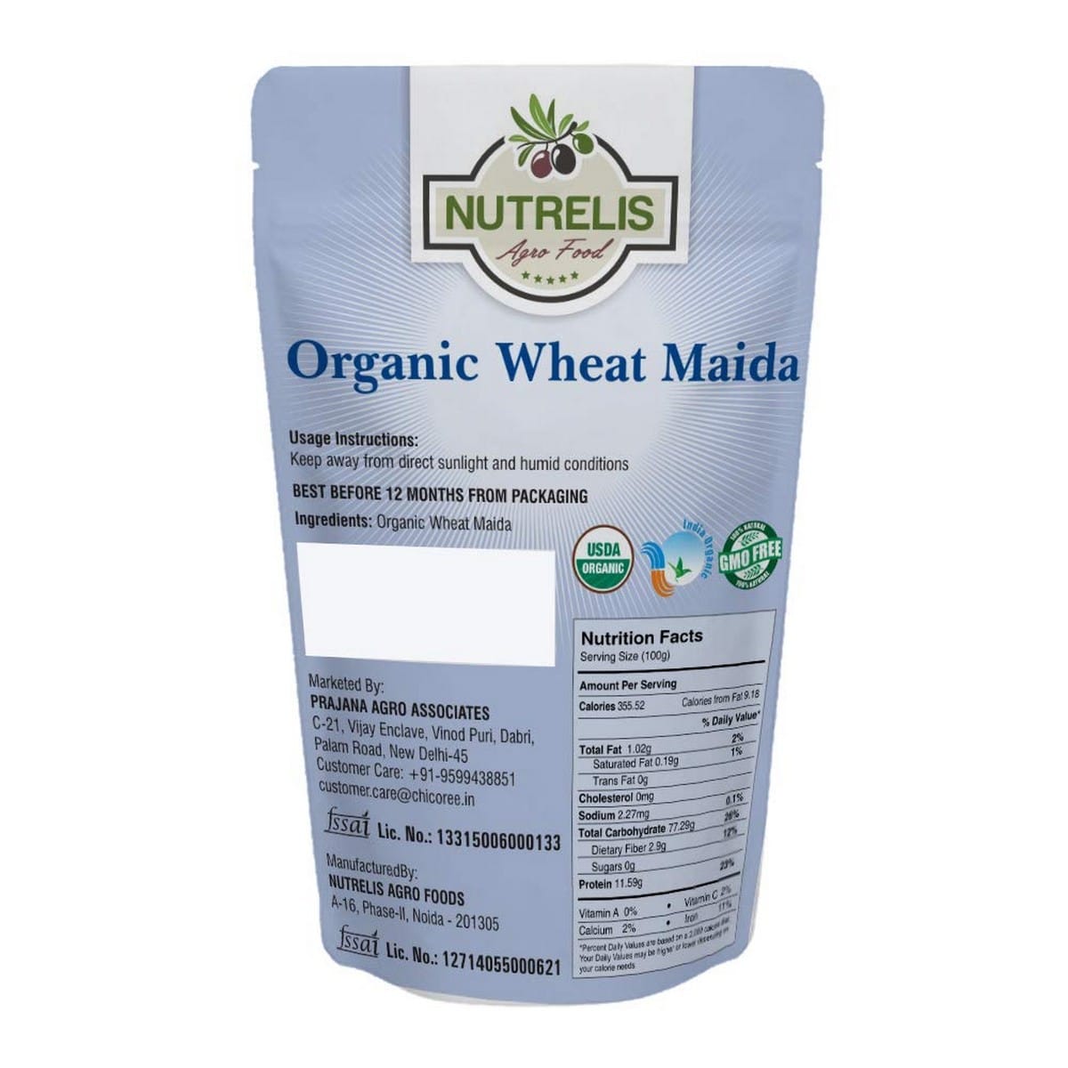 Nutrelis Organic Wheat Maida (500 gm)