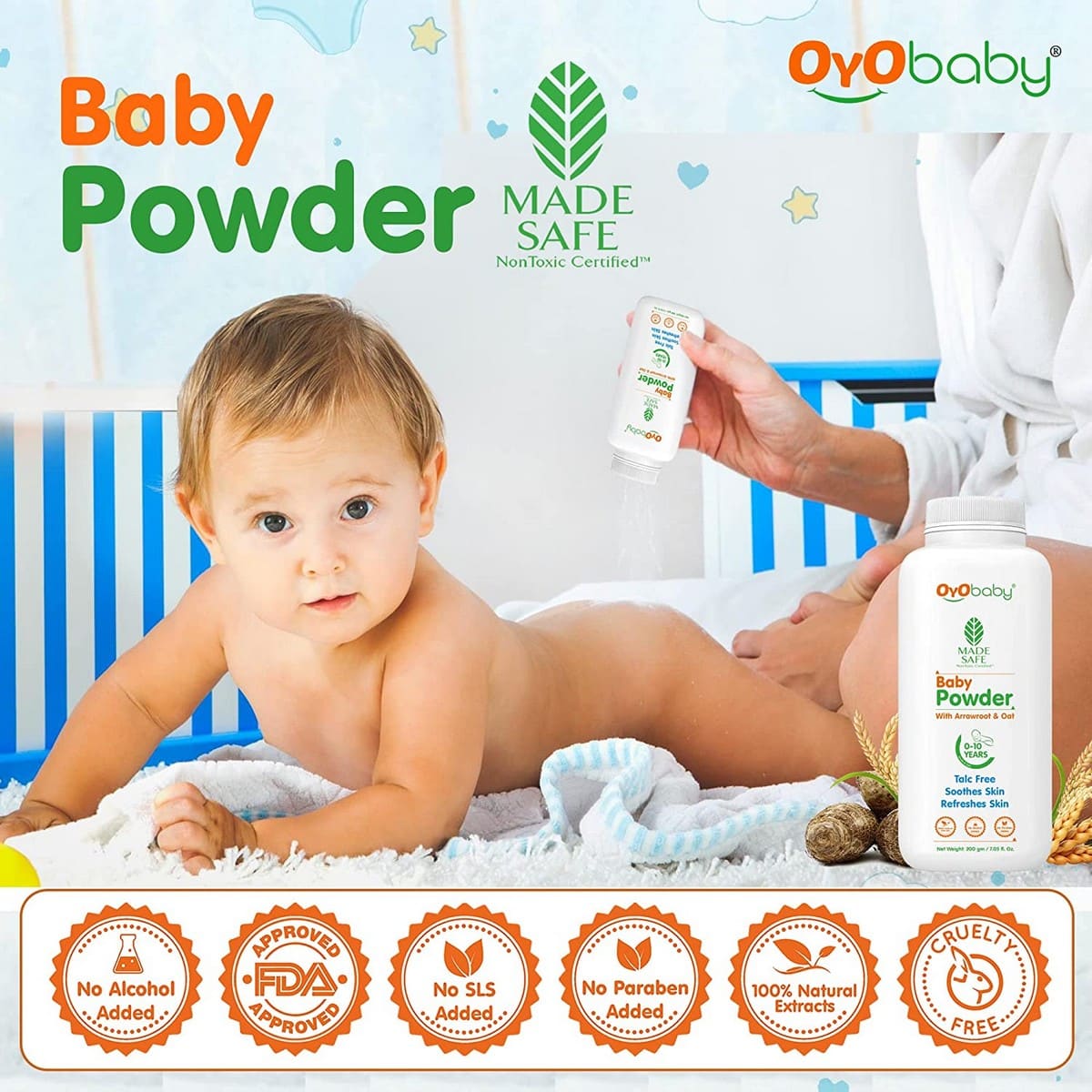 Oyo Baby Natural Dusting Baby Powder For NewBorn Babies (200 Gm)