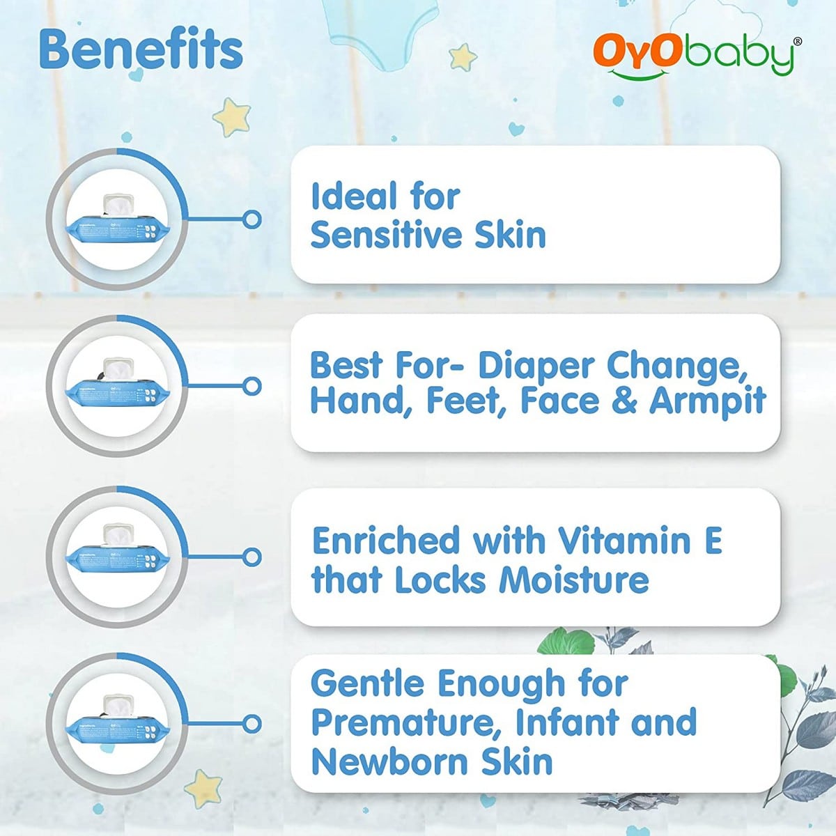 Oyo Baby Pure Water Wipes with Lid (72 pcs)