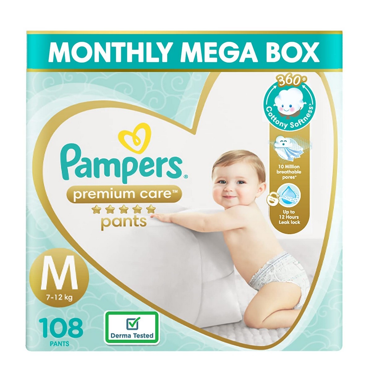 Pampers Premium Care Medium Size Baby Diapers (108 Count)