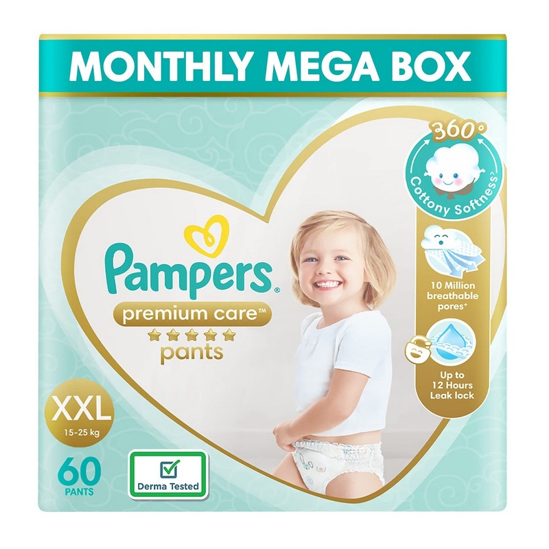 Pampers Premium Care XXL Size Baby Diapers (60 Count)