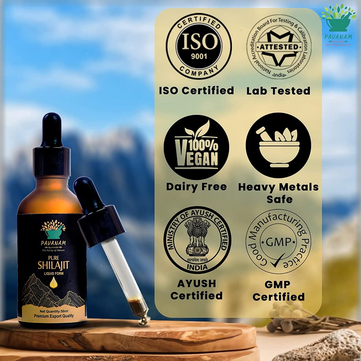 Pavanam Pure Ayurvedic Shilajit Liquid Form (50 ml)