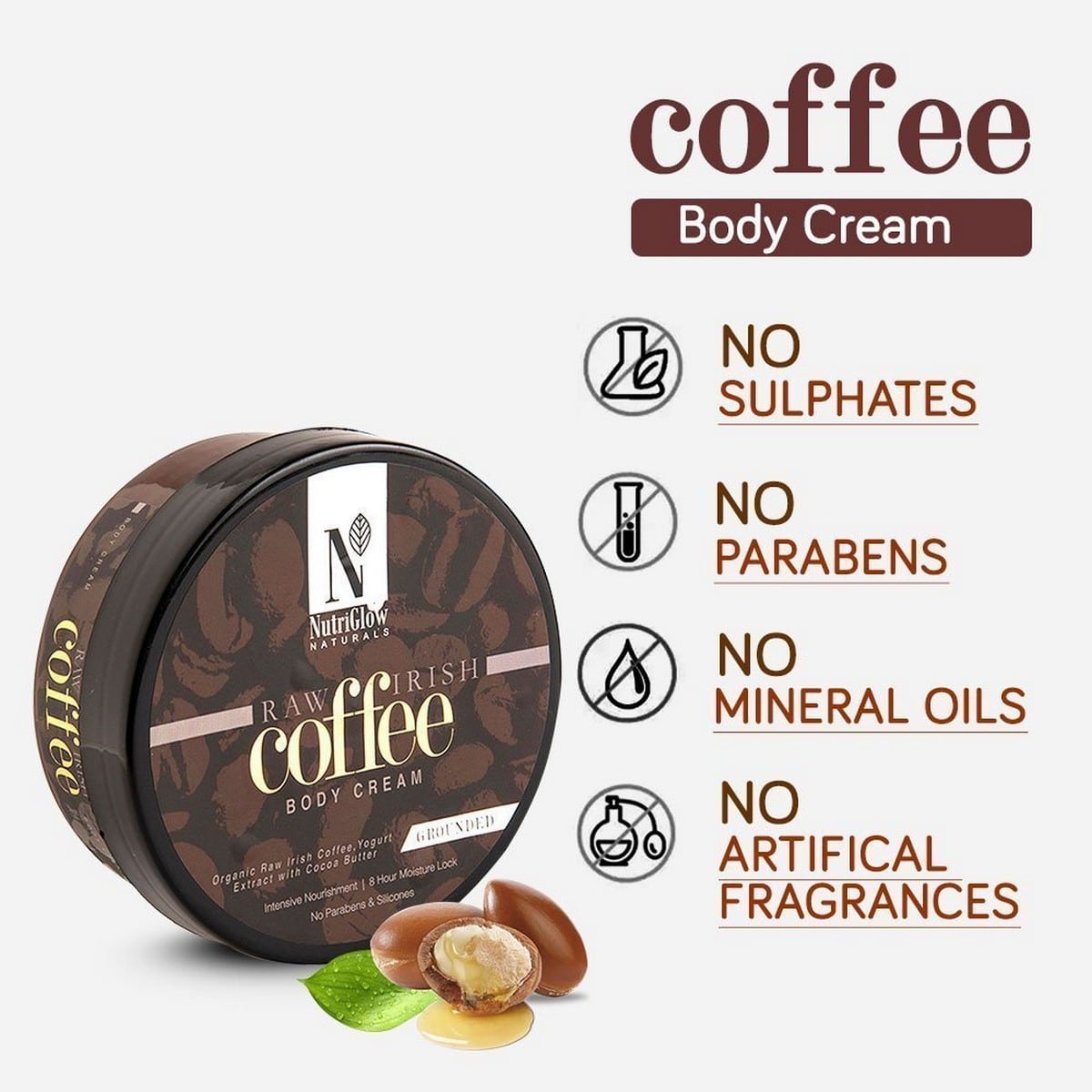 Nutriglow Raw Irish Coffee Body Cream (200 gm)