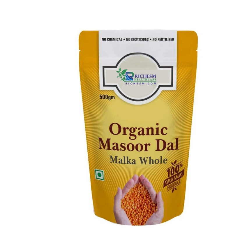 Richesm Healthcare Organic Masoor Dal Malka Whole (500 Gm)